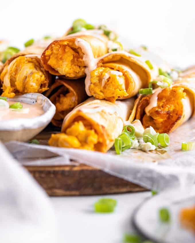 cheesy chicken taquitos with buffalo ranch