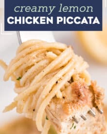 Tender chicken cutlets, lightly breaded and served in a mouthwatering lemon cream sauce with capers and shallots. Great over pasta and ready in about 30 minutes! #piccata #chicken #italian #30minutemeal