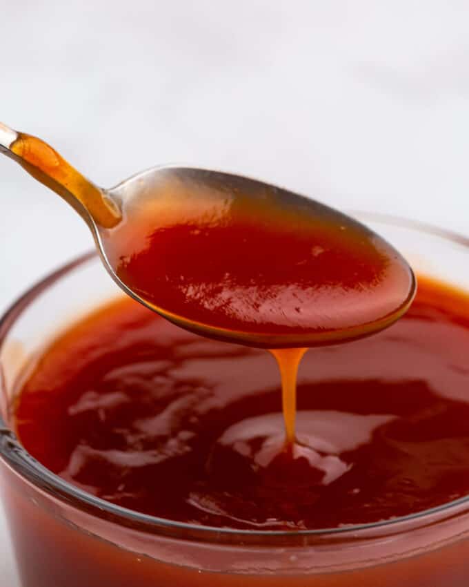 spoonful of sweet and sour sauce