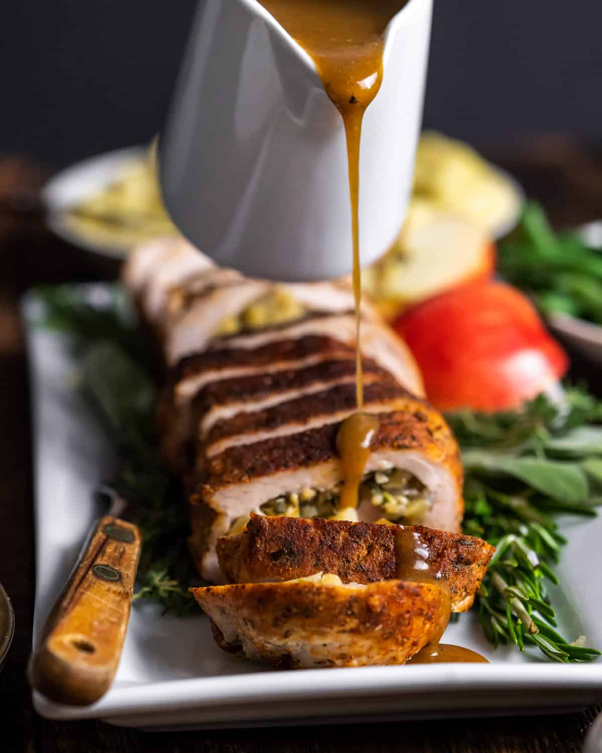 Stuffed Pork Tenderloin with Apple Bourbon Gravy The Chunky Chef