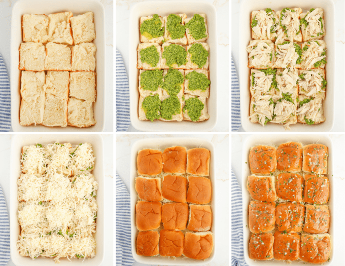 step by step how to make pesto chicken sliders