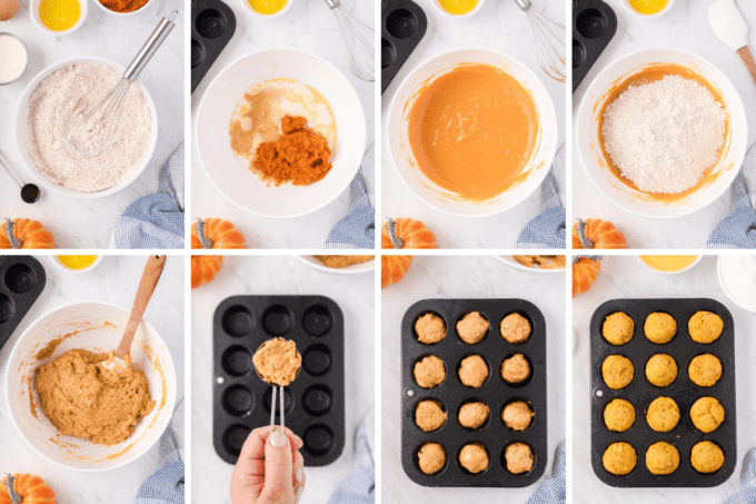 step by step how to make pumpkin donut holes