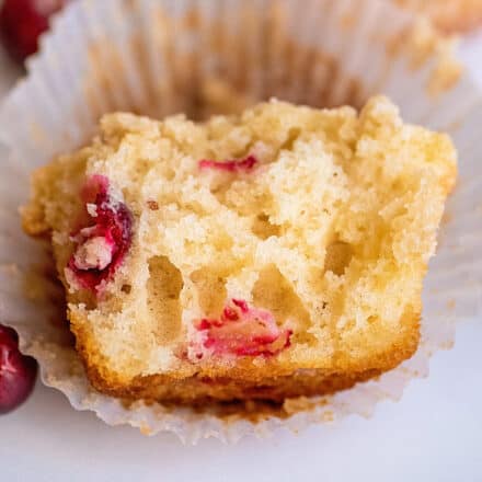 half a cranberry muffin in wrapper