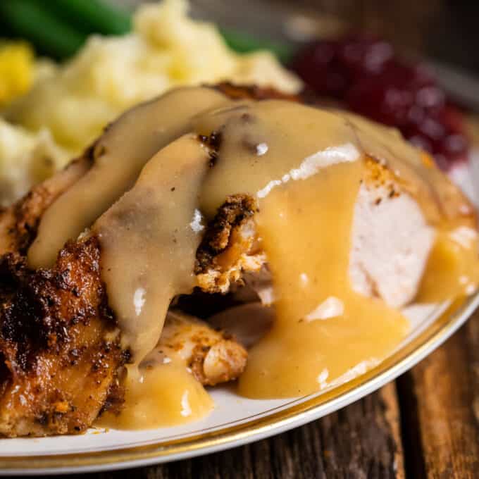 slices of turkey breast with gravy