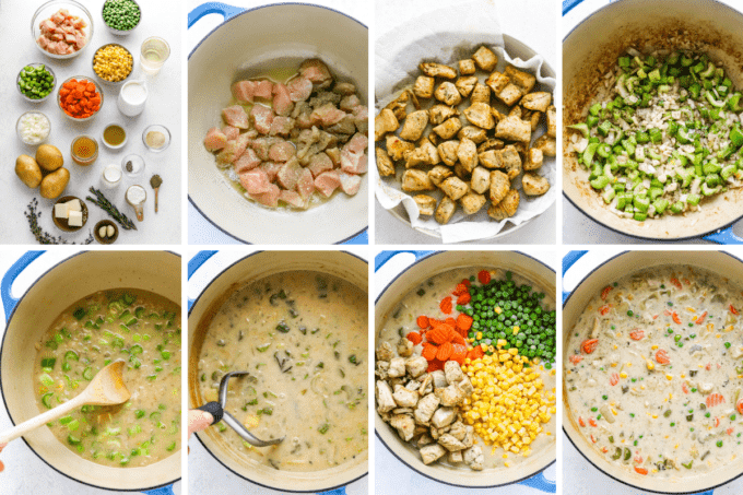 step by step how to make chicken pot pie soup