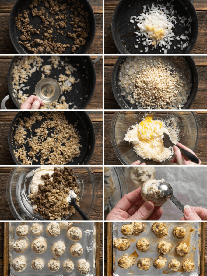 step by step how to make sausage stuffed mushrooms