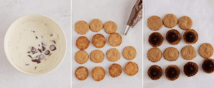 step by step how to fill sandwich cookies with ganache