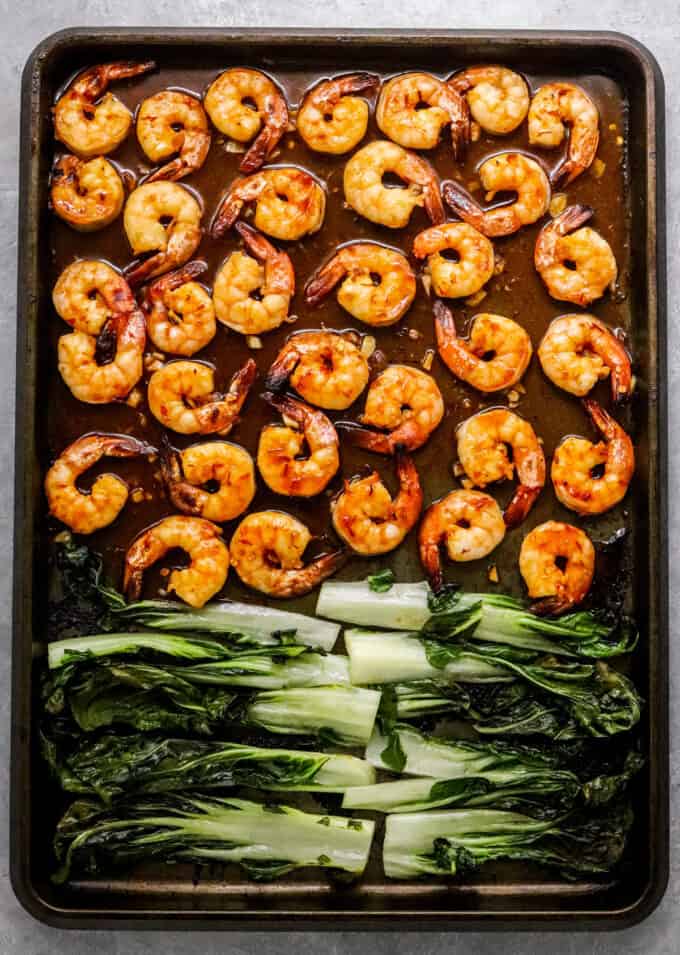 sheet pan shrimp and bok choy