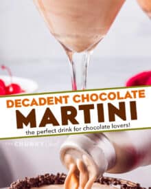 This absolutely decadent chocolate martini is like dessert in a glass. Using just 5 ingredients and ready in minutes, this cocktail is perfect for any chocolate-lover! #chocolate #martini #cocktail