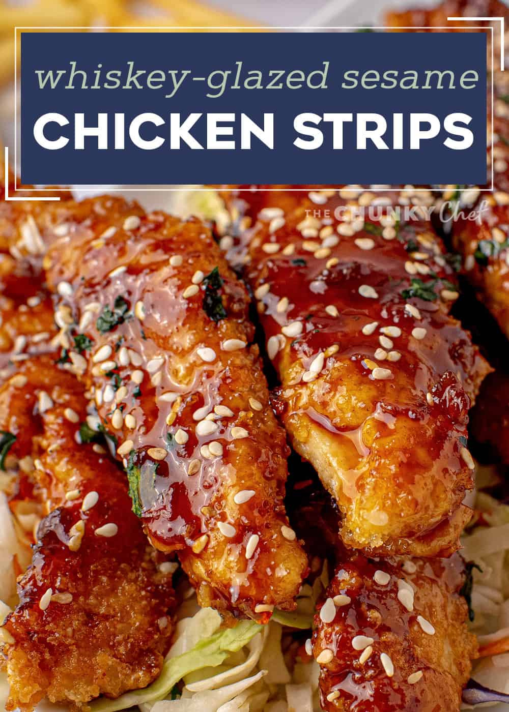 Copycat WhiskeyGlazed Sesame Chicken Strips The Chunky Chef