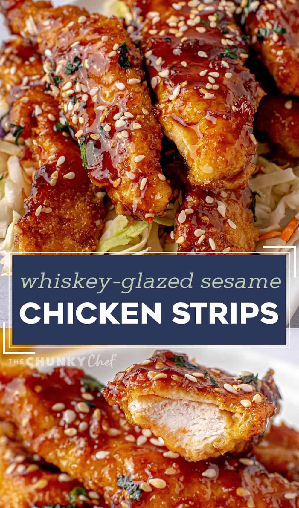 Copycat WhiskeyGlazed Sesame Chicken Strips The Chunky Chef