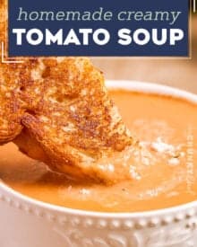 This bold and ultra flavorful Creamy Tomato Basil Soup is out of this world amazing! It uses a lot of pantry staple ingredients, and can easily be made in the slow cooker, Instant Pot, or right on your stovetop. You won't want canned tomato soup ever again! #tomatosoup #creamytomato #soup
