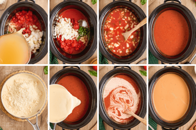 step by step how to make creamy tomato soup in the slow cooker