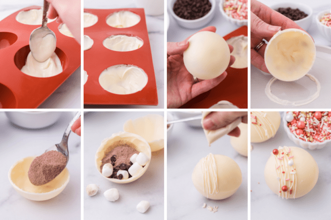 step by step how to make hot chocolate bombs