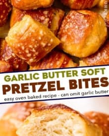 These Baked Soft Pretzel Bites are soft and chewy inside, with a crunchy, crackly exterior, and are absolutely fabulous dipped in beer cheese or mustard! Easier to make than you think, pretzel bites are so much better than anything store-bought! #softpretzels #pretzelbites #baked