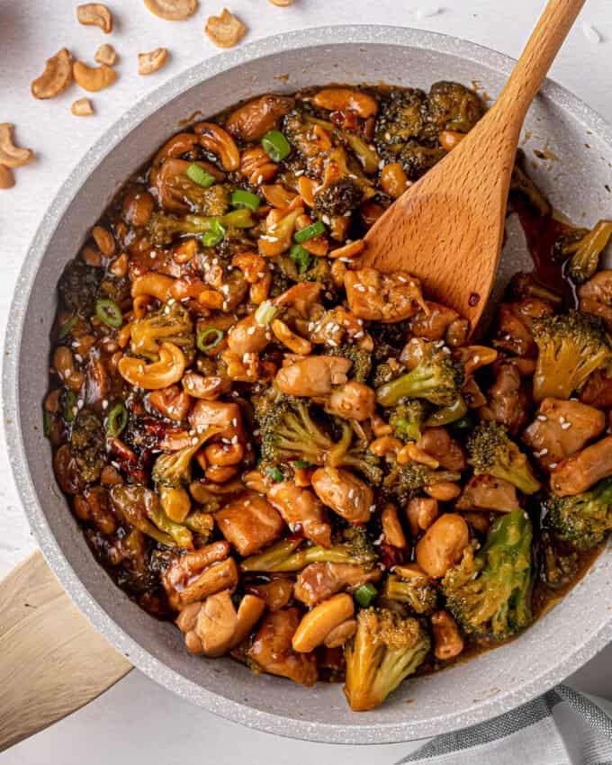 cashew chicken in skillet