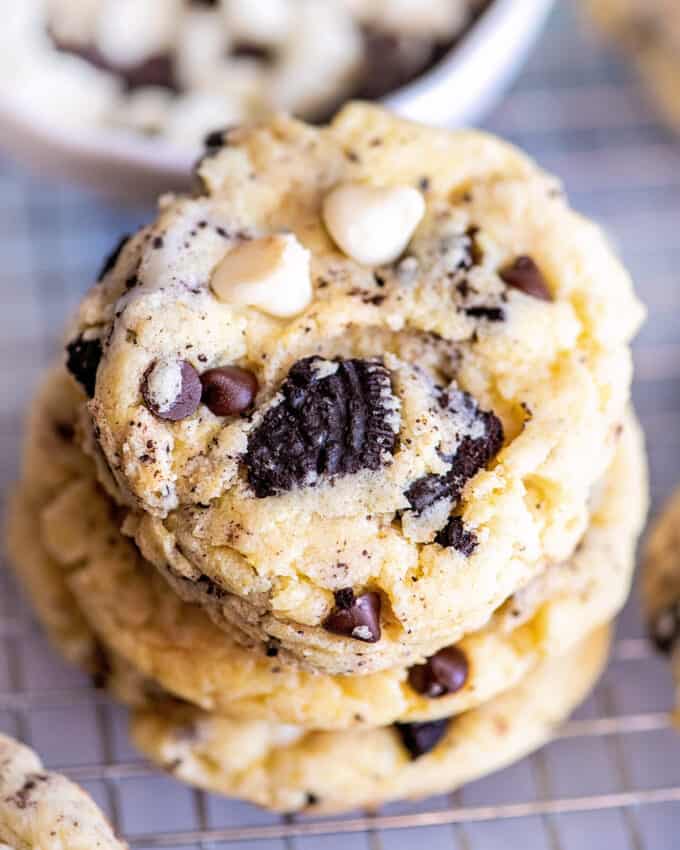 stack of cookies and cream cookies