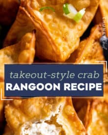 Even better than ordering takeout, this Crab Rangoon recipe is very simple to make, and is such an irresistible appetizer! Crunchy wonton wrappers wrapped around a creamy imitation crab meat filling... perfectly dip-able, and they're freezer-friendly too!