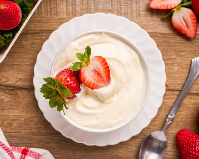 strawberries dipped in sweet cream cheese dip