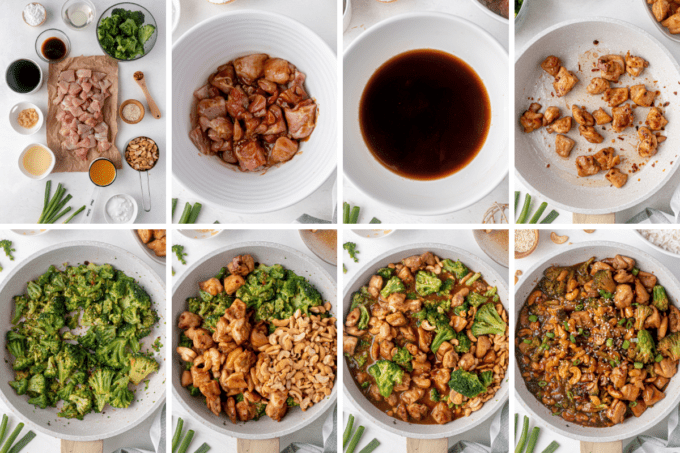 step by step how to make cashew chicken.