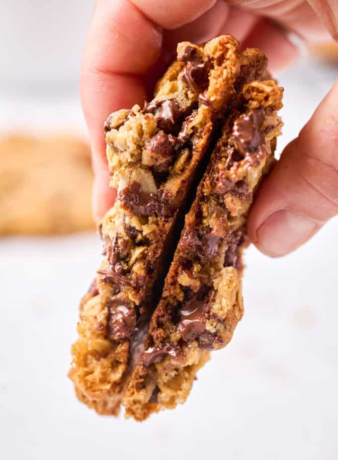 gooey insides of a cowboy cookie