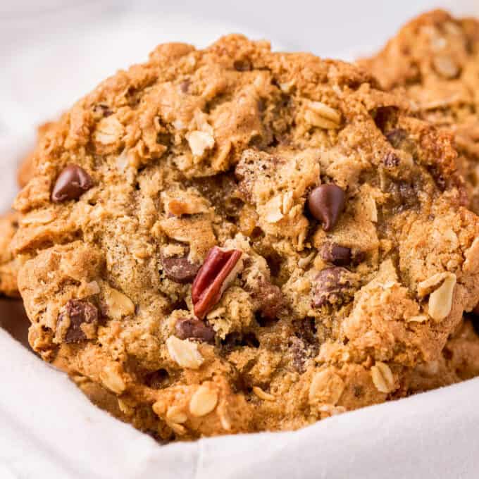 cowboy cookies in basket