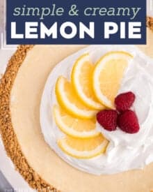 Cool and refreshing creamy lemon filling inside a buttery vanilla graham cracker crust. If you love pies but find them intimidating to bake, this is the recipe for you! Using simple ingredients, this recipe is incredibly simple and fun to make.