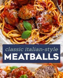 These Classic Italian-Style Meatballs are juicy and melt-in-your-mouth tender! Made with three types of meat, a panade, and packed with bold flavors, these meatballs are perfect to make ahead, freeze, or meal prep!