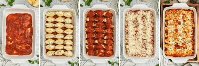 step by step photos of how to make baked stuffed shells