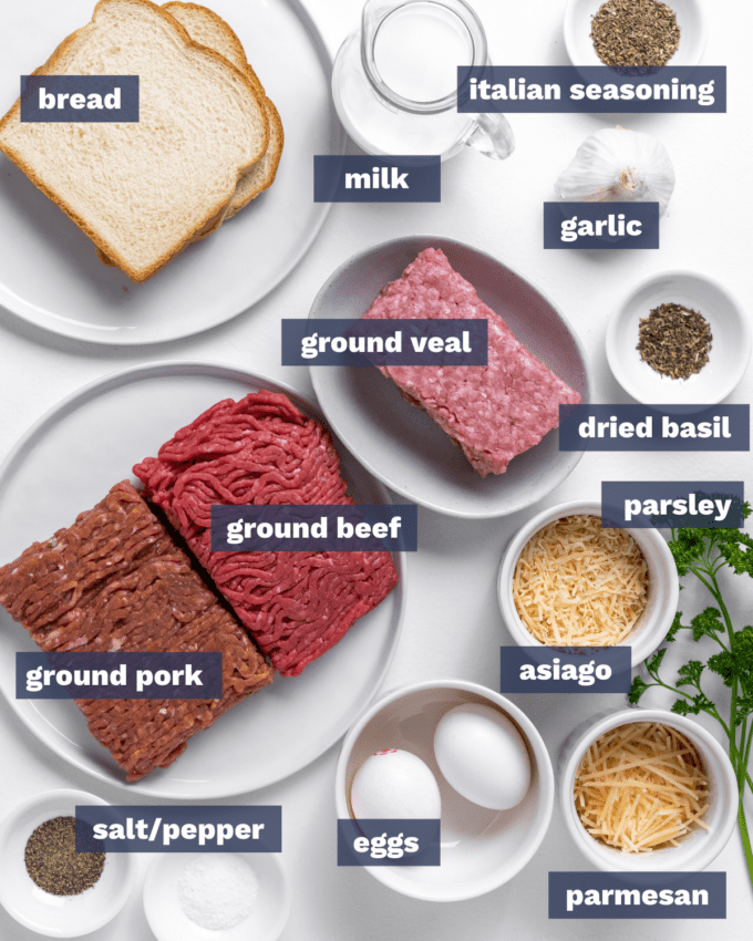 overhead view of labeled ingredients needed for this recipe