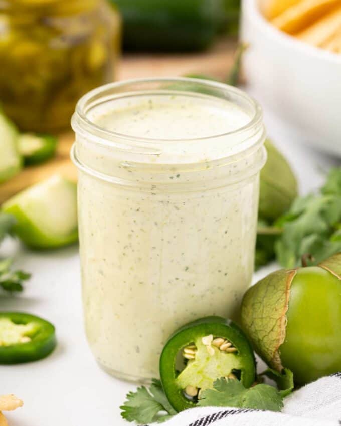 mason jar of jalapeño sauce