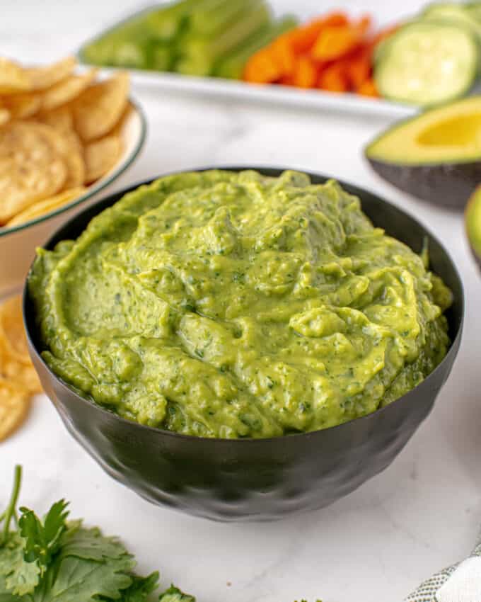 party bowl of avocado dip