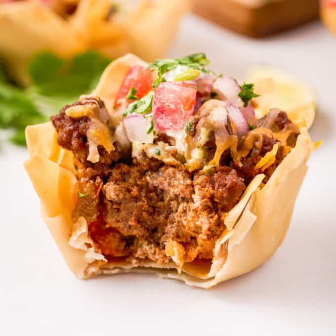 taco cup with bite taken out of it