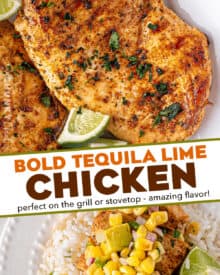 Chicken breasts marinated in a mix of tequila, citrus juices, lime zest and flavorful spices... get ready to fire up your grill and enjoy some of the best tasting chicken ever!