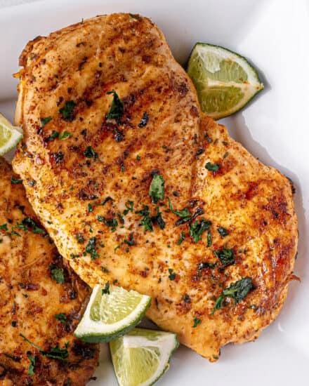 Chicken breasts marinated in a mix of tequila, citrus juices, lime zest and flavorful spices... get ready to fire up your grill and enjoy some of the best tasting chicken ever!