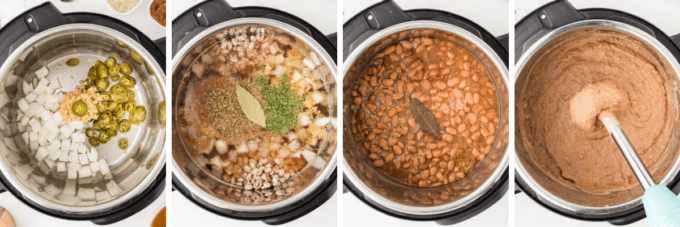 step by step photos of how to make refried beans in the instant pot
