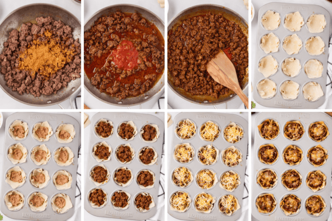 step by step photos of how to make taco cups