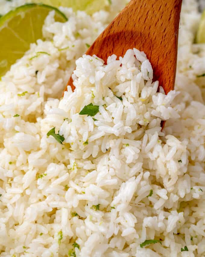 scooping a serving of cilantro lime rice