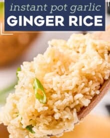 Soft and fluffy jasmine rice, flavored with garlic, ginger and toasted sesame oil, made easily in the Instant Pot, and perfect as an Asian-inspired side dish!