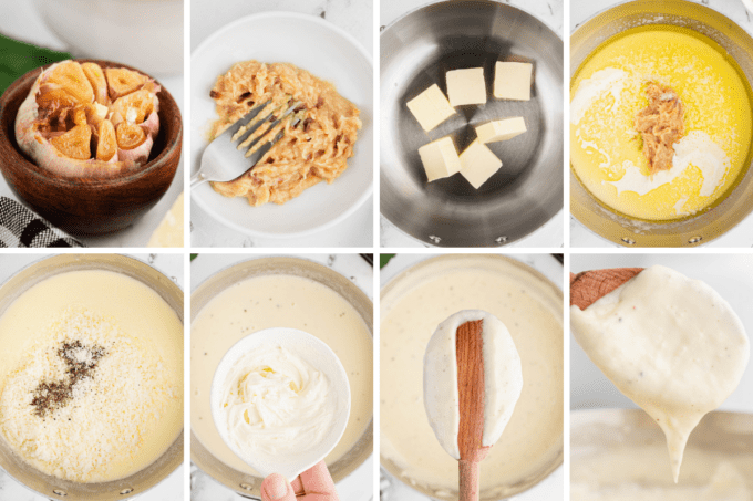 step by step photos of how to make roasted garlic alfredo sauce