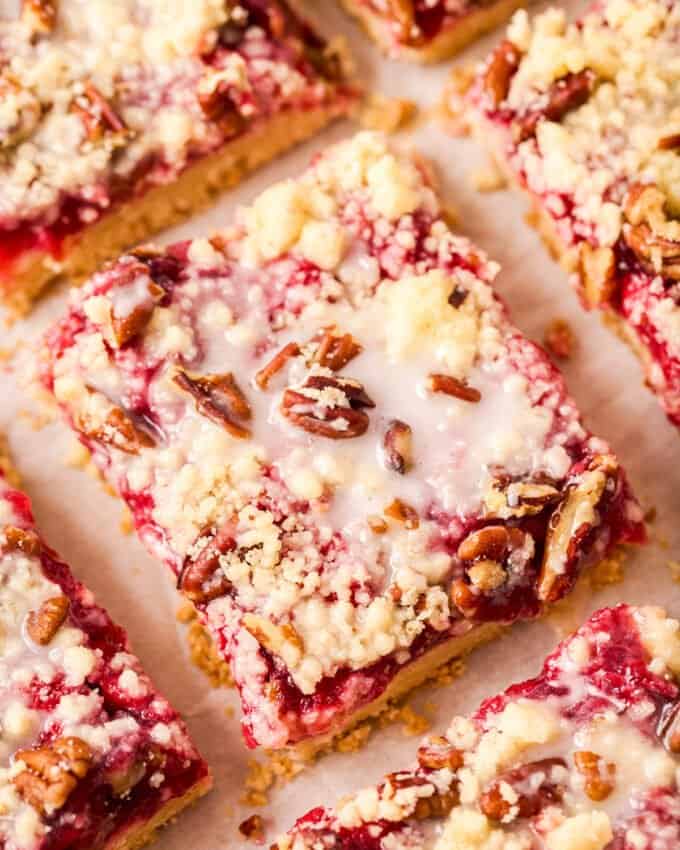 cherry pie bar recipe with sweet almond glaze