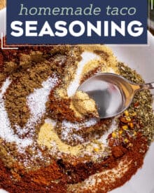 This homemade taco seasoning is made in minutes, with spices you probably already have on hand, and tastes SO much better than the store-bought packets. It's preservative-free, and you can control the salt and spiciness levels!