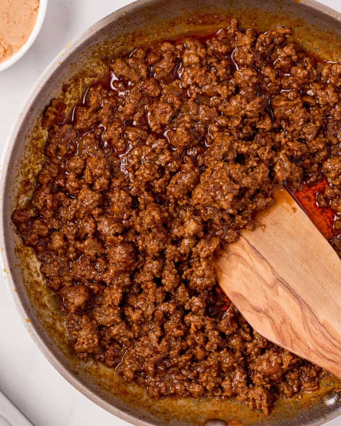 taco meat made using homemade taco seasoning