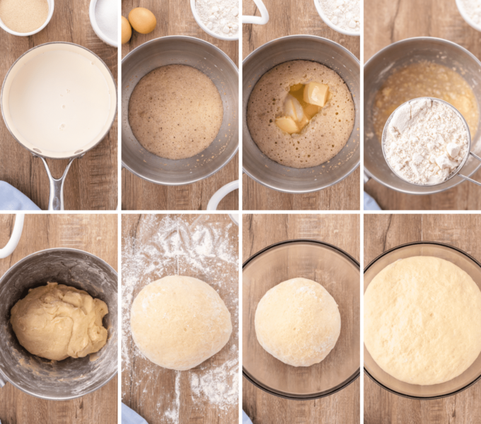 step by step how to make the dough for sticky buns