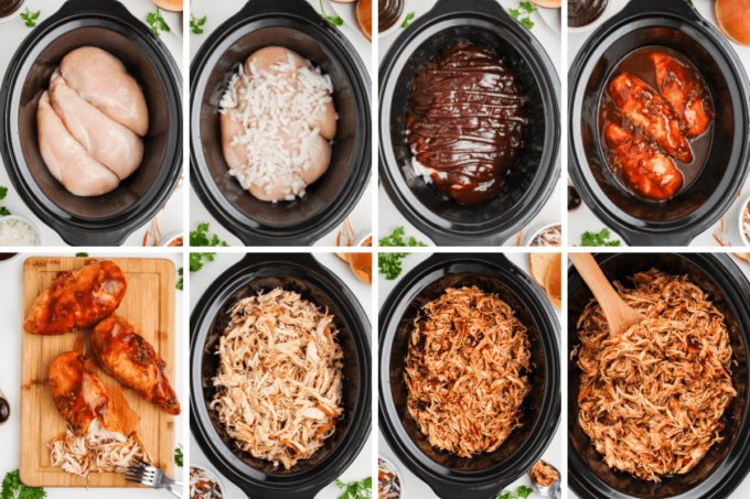 step by step photos of how to make slow cooker bbq chicken