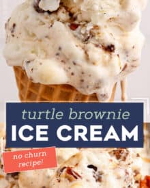 Rich and creamy ice cream swirled with gooey caramel, rich brownies, and toasted pecans. This frozen treat is so simple to make, and very easy to customize! Plus, no ice cream maker is required!