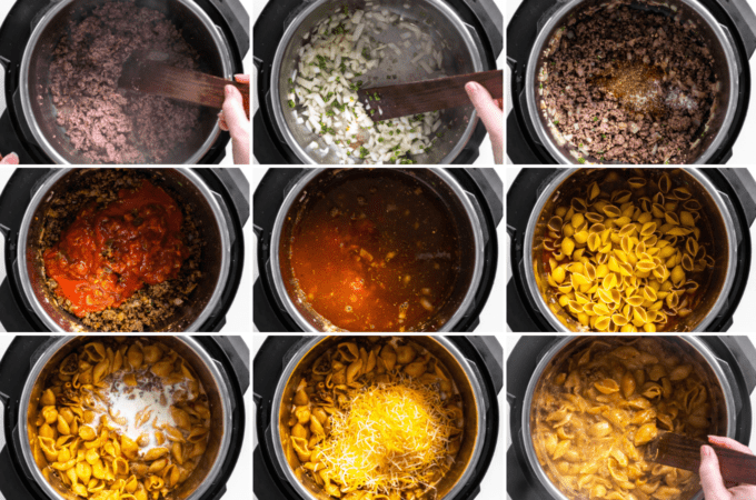 step by step how to make instant pot taco pasta