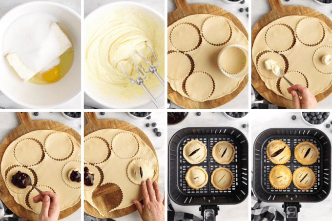 step by step photos of how to make blueberry cheesecake hand pies