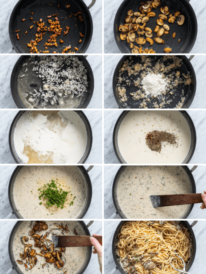 step by step photos of how to make mushroom pasta