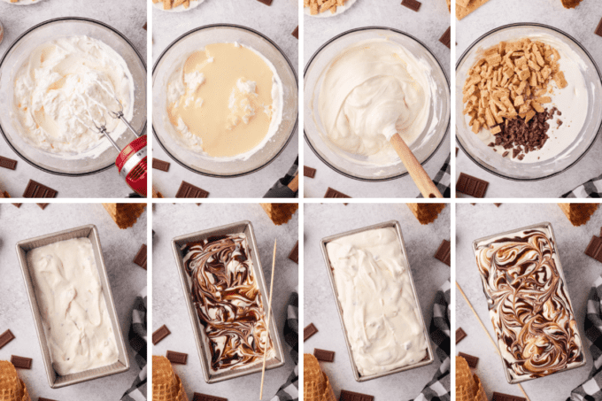 step by step photos of how to make smores no churn ice cream